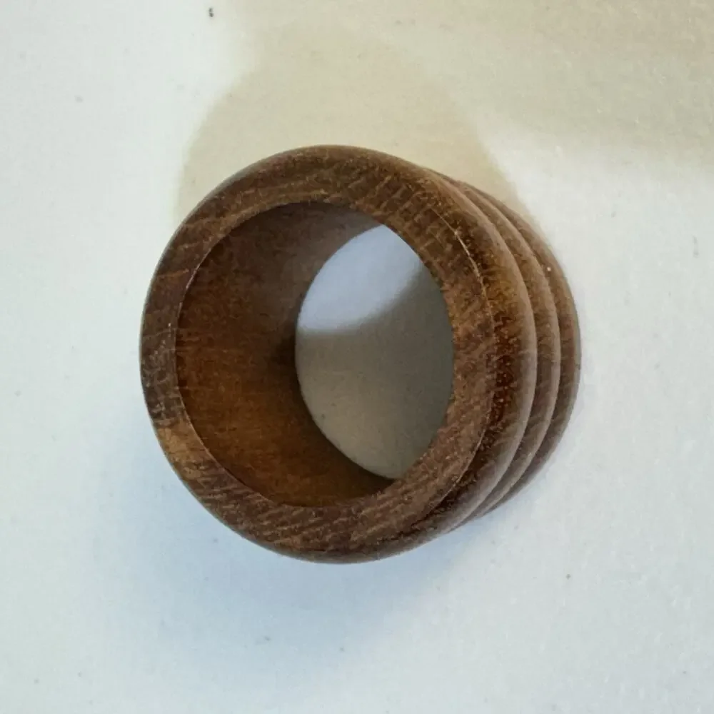 VTG Set of Five (5) MCM Ribbed Wooden Napkin Holders Round Shape 70’s Teak Wood